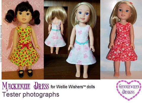 Genniewren WellieWishers Mackenzie Dress 14.5" Doll Clothes Pattern Pixie Faire