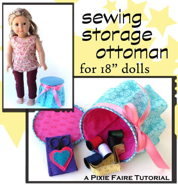 Sewing Storage Ottoman For 18 Inch Dolls