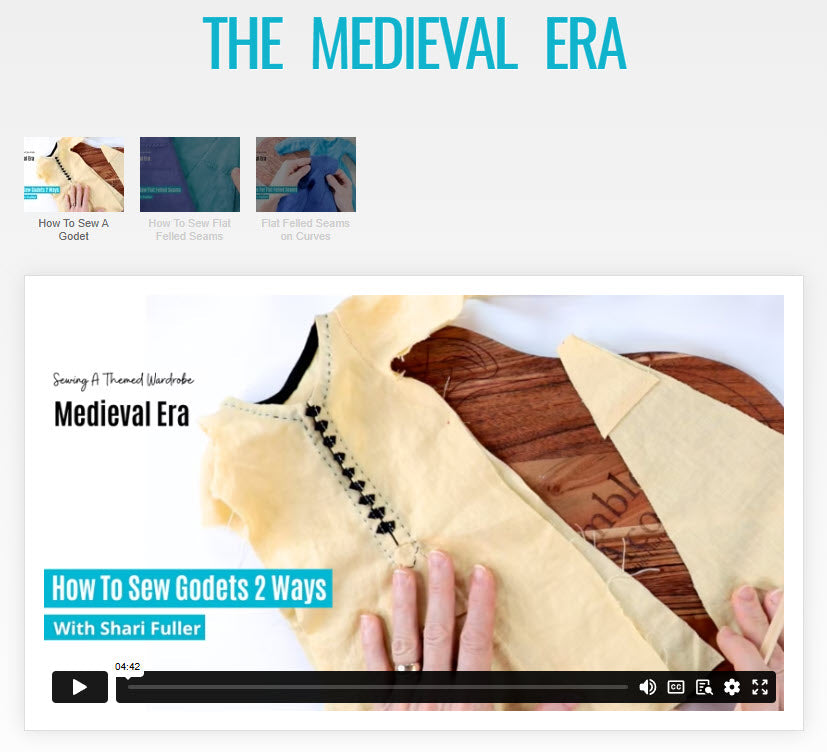SWC Classes Sewing Medieval Era Fashion Master Class Video Course Pixie Faire