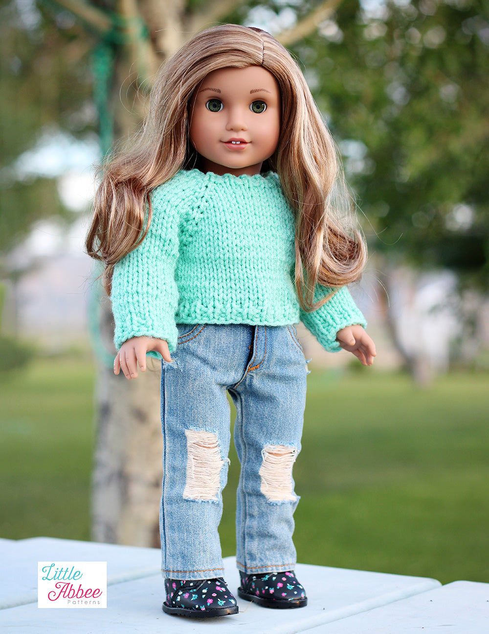 Little Abbee Knitting Abbee Sweater Knitting Pattern for 18 Inch Dolls Pixie Faire