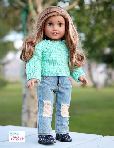 Little Abbee Knitting Abbee Sweater Knitting Pattern for 18 Inch Dolls Pixie Faire