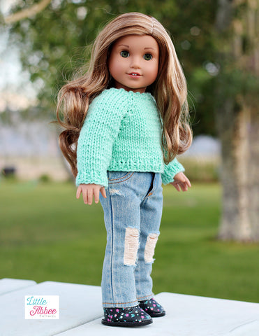 Little Abbee Knitting Abbee Sweater Knitting Pattern for 18 Inch Dolls Pixie Faire