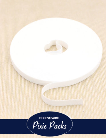 Pixie Faire Pixie Packs Pixie Packs 1/2" Wide Super Thin Hook and Loop Tape-Color:White 25 Yard BULK Roll Pixie Faire