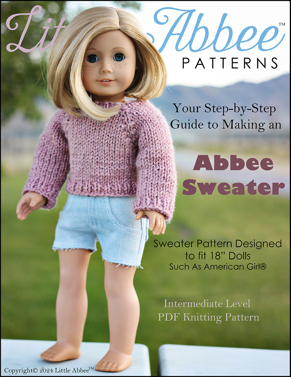 Little Abbee Abbee Sweater Doll Clothes Knitting Pattern 18 inch American Girl® Dolls