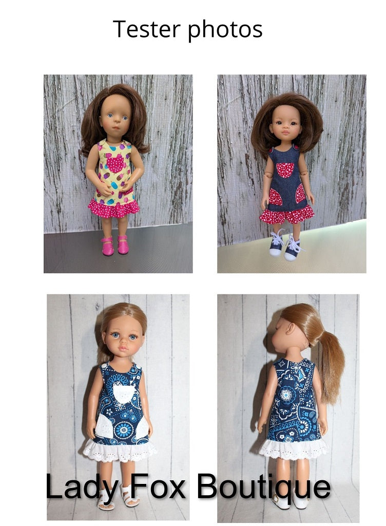 Lady Fox Boutique Paola Reina Zina Dress Doll Clothes Pattern For 13 Inch Paola Reina Dolls Pixie Faire