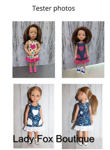Lady Fox Boutique Paola Reina Zina Dress Doll Clothes Pattern For 13 Inch Paola Reina Dolls Pixie Faire