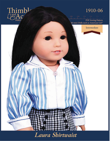 Thimbles and Acorns 18 Inch Historical Laura Shirtwaist 18" Doll Clothes Pattern Pixie Faire