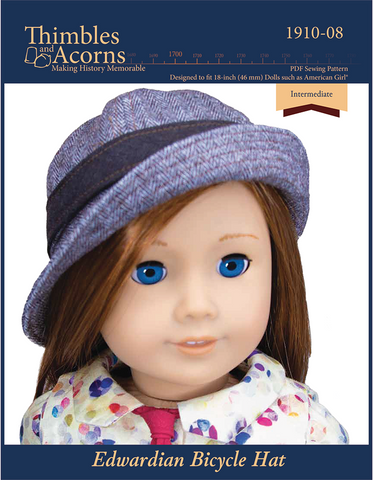 Thimbles and Acorns 18 Inch Historical Edwardian Bicycle Hat 18" Doll Clothes Pattern Pixie Faire