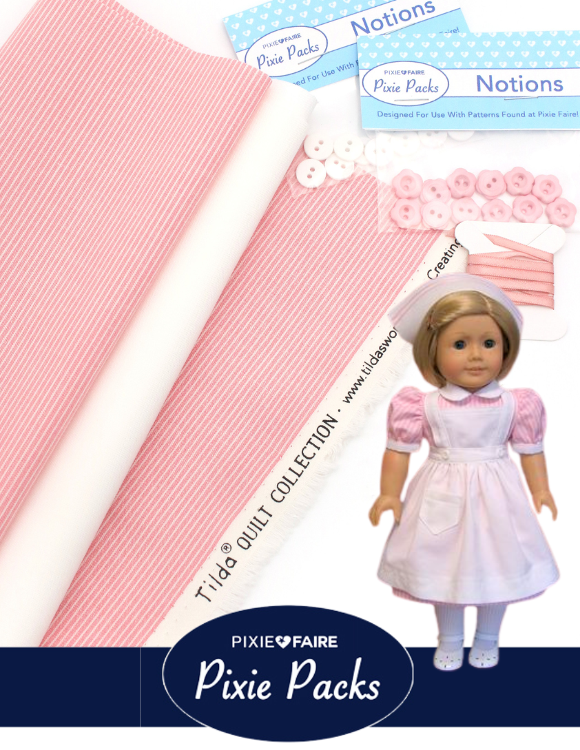 Pixie Faire Pixie Packs Pixie Pack 1940s Nursing Student - Tilda Tinystripe Pink Pixie Faire