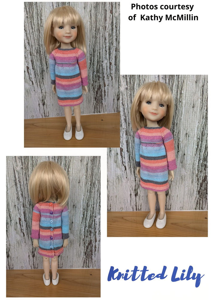 Knitted Lily Ruby Red Fashion Friends Calla Tunic Knitting Pattern for 15" Ruby Red Fashion Friends® Dolls Pixie Faire