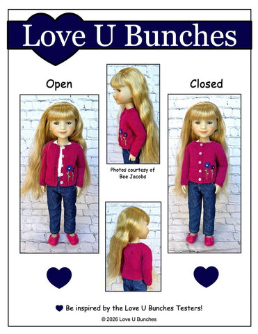 Love U Bunches Knitting Basic Cardigan 15" Doll Clothes Knitting Pattern for Ruby Red Fashion Friends Pixie Faire