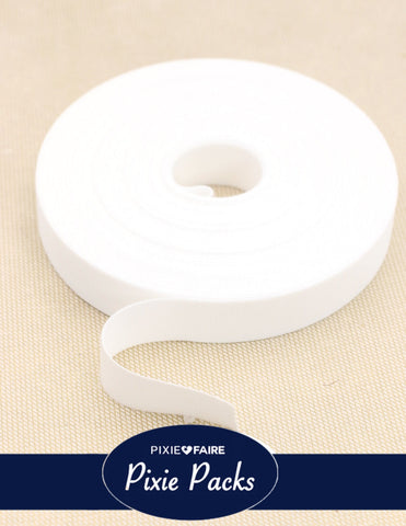 Pixie Faire Pixie Packs Pixie Packs 1" Wide Super Thin Hook and Loop Tape - Color:White 25 Yard BULK ROLL Pixie Faire