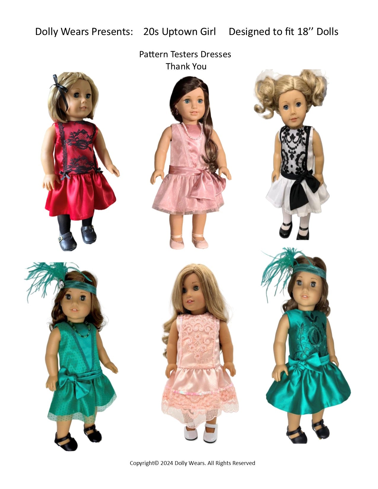 Dolly Wears 18 Inch Historical 20s Uptown Girl 18" Doll Clothes Pattern Pixie Faire