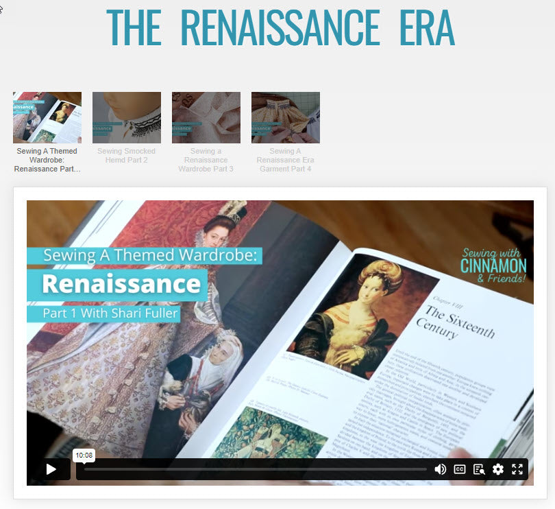 SWC Classes Sewing A Renaissance Era Wardrobe  Master Class Video Course Pixie Faire
