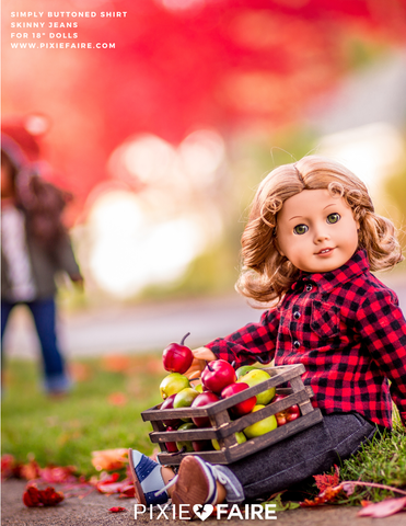 PF House Brand 18 Inch Modern Simply Buttoned Long Sleeve Shirt 18" Doll Clothes Pattern Pixie Faire