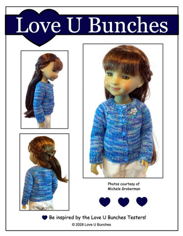Love U Bunches Knitting Basic Cardigan 15" Doll Clothes Knitting Pattern for Ruby Red Fashion Friends Pixie Faire