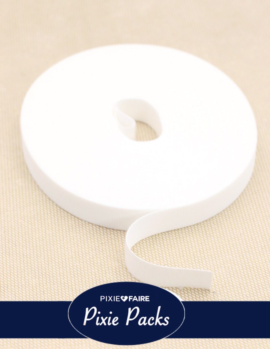 Pixie Faire Pixie Packs Pixie Packs 3/4" Wide Super Thin Hook and Loop Tape-Color:White 25 Yard BULK ROLL Pixie Faire