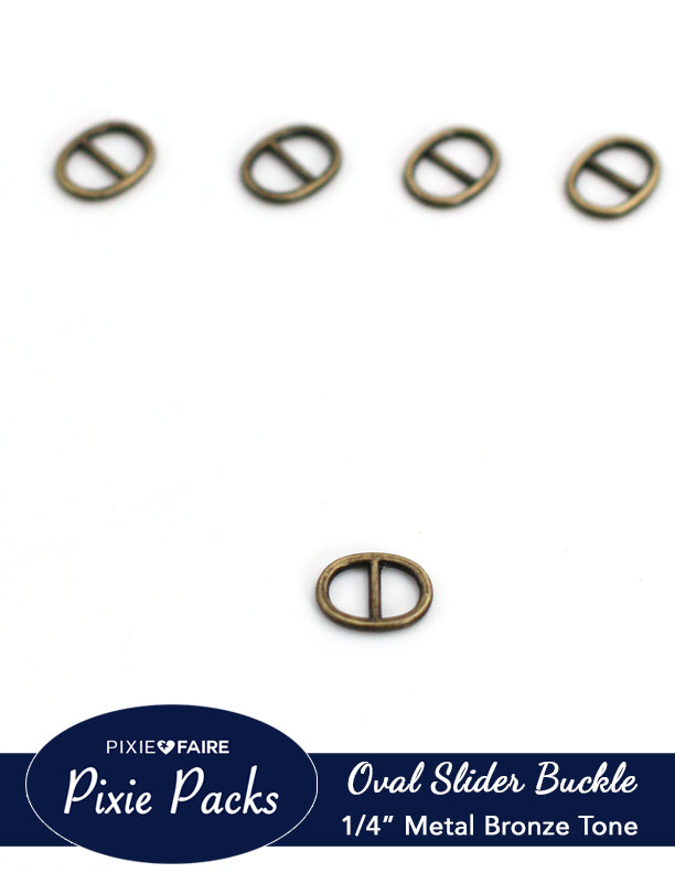 Pixie Faire Pixie Packs Packs Oval Metal Slider Buckle 1/4" or 6mm Bronze Pixie Faire