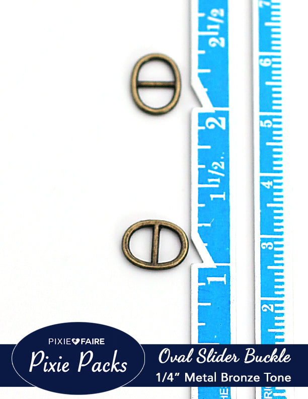 Pixie Faire Pixie Packs Packs Oval Metal Slider Buckle 1/4" or 6mm Bronze Pixie Faire