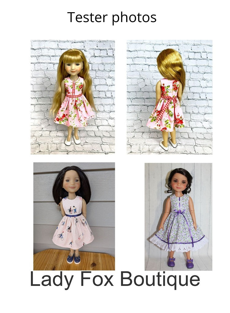 Lady Fox Boutique Ruby Red Fashion Friends Tiny Charmer Dress Doll Clothes Pattern For 14.5-15 Inch Dolls Pixie Faire
