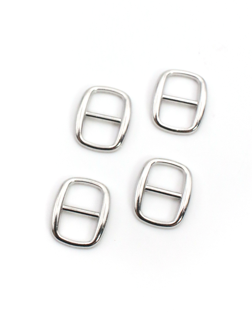 Pixie Faire Pixie Packs Pixie Packs Wide Oval Slider Buckle For 3/8"" or 8mm Belt Metal Silver Tone Pixie Faire
