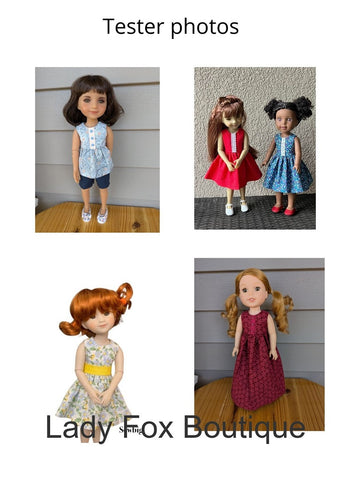 Lady Fox Boutique Ruby Red Fashion Friends Tiny Charmer Dress Doll Clothes Pattern For 14.5-15 Inch Dolls Pixie Faire