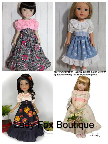 Lady Fox Boutique Ruby Red Fashion Friends Agatha Dress Doll Clothes Pattern For 14.5-15 Inch Dolls Pixie Faire