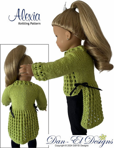Dan-El Designs Knitting Alexia 18" Doll Clothes Knitting Pattern Pixie Faire