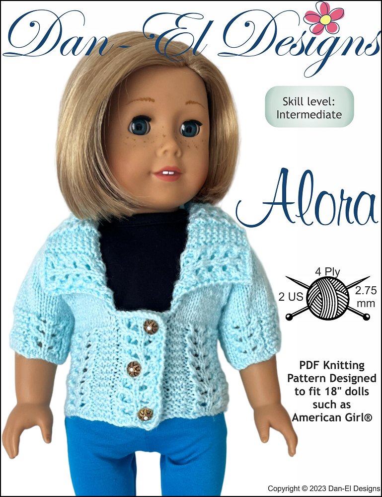 Dan-El Designs Knitting Alora 18" Doll Clothes Knitting Pattern Pixie Faire