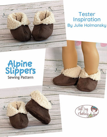 Doll Tag Clothing Shoes Alpine Slippers 18" Doll Clothes Pattern Pixie Faire