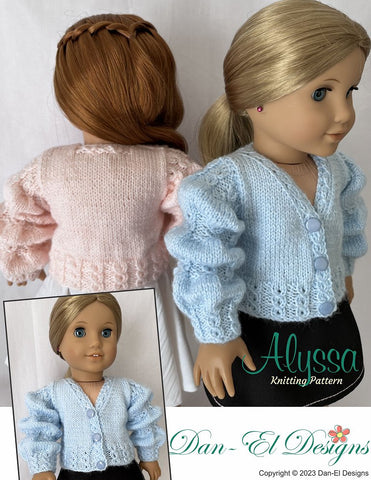 Dan-El Designs Knitting Alyssa 18" Doll Clothes Knitting Pattern Pixie Faire