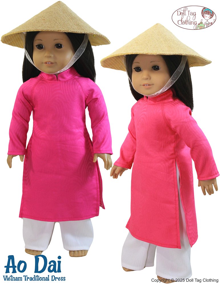 Doll Tag Clothing 18 Inch Historical Ao Dai Vietnam Traditional Dress 18" Doll Clothes Pixie Faire