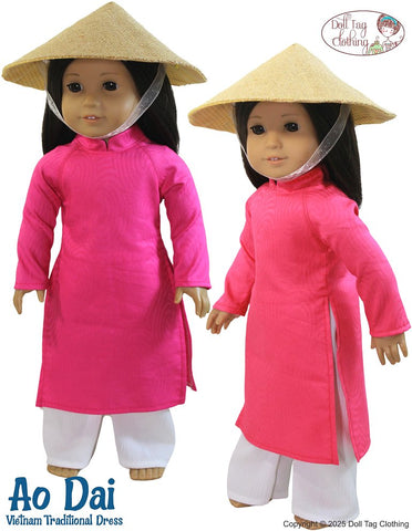 Doll Tag Clothing 18 Inch Historical Ao Dai Vietnam Traditional Dress 18" Doll Clothes Pixie Faire