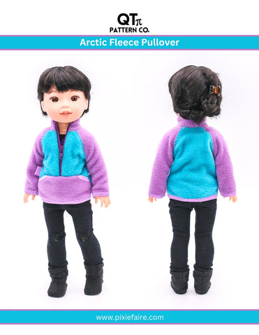 QTπ Pattern Co WellieWishers Arctic Fleece Pullover 14.5" Doll Clothes Pattern Pixie Faire