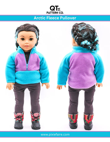 QTπ Pattern Co 18 Inch Modern Arctic Fleece Pullover 18" Doll Clothes Pattern Pixie Faire