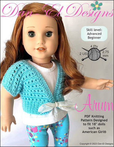 Dan-El Designs Knitting Arum 18" Doll Knitting Pattern Pixie Faire