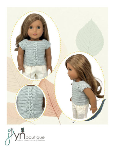 J Lyn Boutique Crochet Autumn Leaves Top 18" Doll Clothes Crochet Pattern Pixie Faire