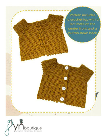 J Lyn Boutique Crochet Autumn Leaves Top 18" Doll Clothes Crochet Pattern Pixie Faire