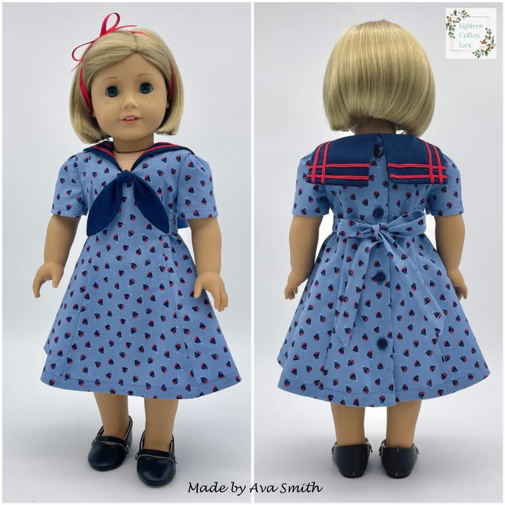 Eighteen Cotton Lane 18 Inch Historical Let's Salute the Navy! 18" Doll Clothes Pattern Pixie Faire