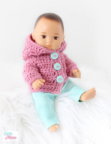 Little Abbee 8" Baby Dolls Autumn Hoodie 8" Baby Doll Clothes Crochet Pattern Pixie Faire