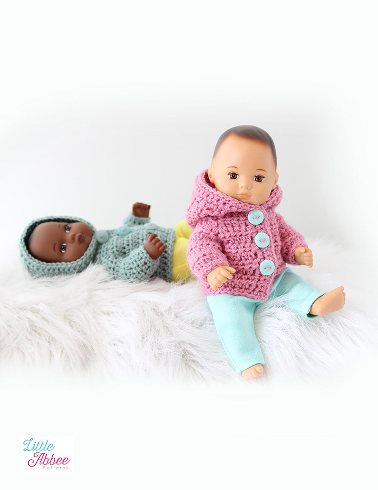 Little Abbee 8" Baby Dolls Autumn Hoodie 8" Baby Doll Clothes Crochet Pattern Pixie Faire