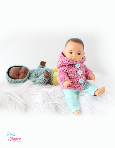 Little Abbee 8" Baby Dolls Autumn Hoodie 8" Baby Doll Clothes Crochet Pattern Pixie Faire