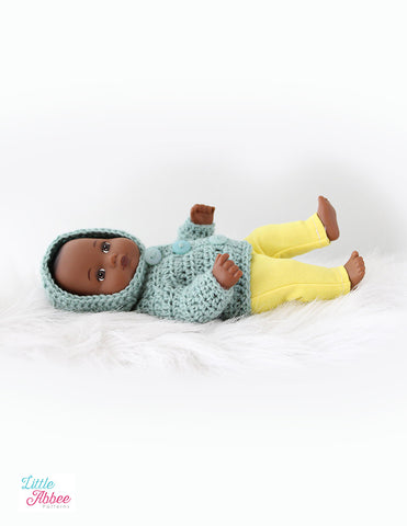 Little Abbee 8" Baby Dolls Autumn Hoodie 8" Baby Doll Clothes Crochet Pattern Pixie Faire