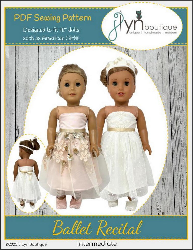 J Lyn Boutique 18 Inch Modern Ballet Recital 18" Doll Clothes Pattern Pixie Faire