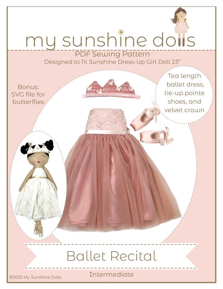 My Sunshine Dolls Cloth doll Ballet Recital for 23" Sunshine Dress-Up Girl Dolls Pixie Faire