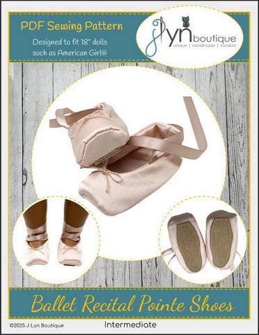 J Lyn Boutique 18 Inch Modern Ballet Recital Pointe Shoes 18" Doll Shoe Pattern Pixie Faire