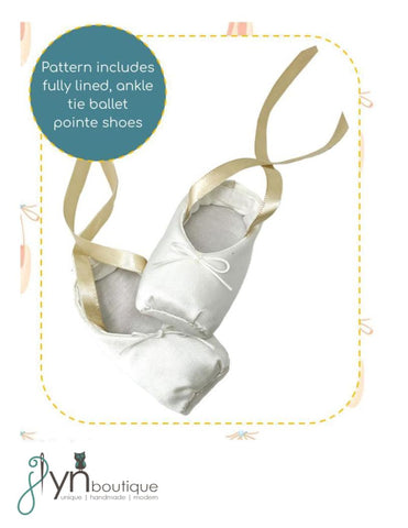 J Lyn Boutique 18 Inch Modern Ballet Recital Pointe Shoes 18" Doll Shoe Pattern Pixie Faire
