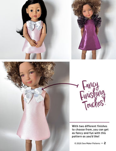 Sew Maker Patterns Ruby Red Fashion Friends The Beatrice Dress 15" Doll Clothes Pattern Pixie Faire