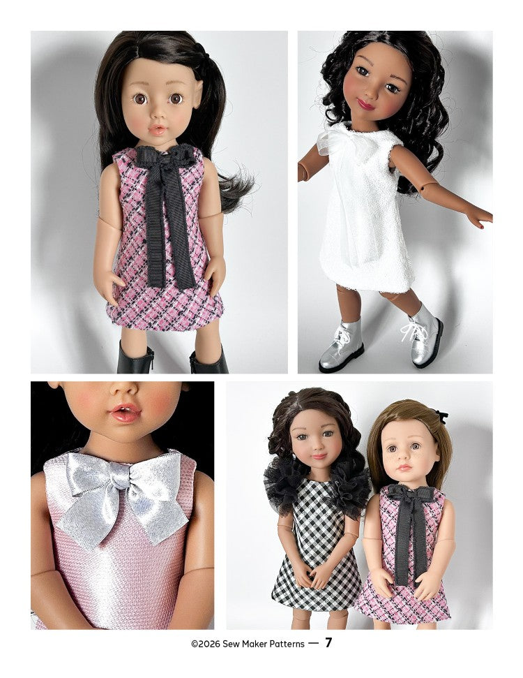 Sew Maker Patterns Ruby Red Fashion Friends The Beatrice Dress 15" Doll Clothes Pattern Pixie Faire