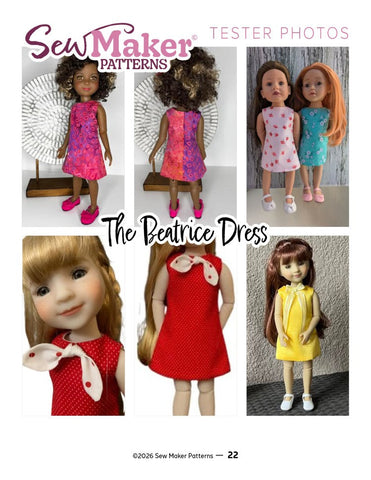 Sew Maker Patterns Ruby Red Fashion Friends The Beatrice Dress 15" Doll Clothes Pattern Pixie Faire